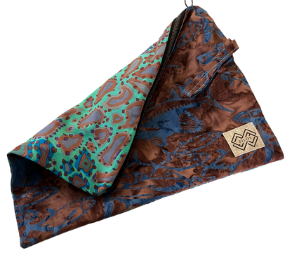 Two-Sided Fold-Over Clutch - Turquoise & Brown