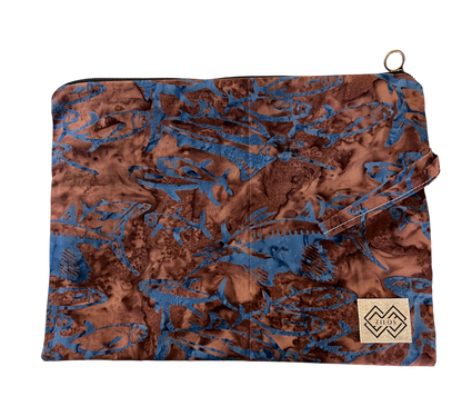 Two-Sided Fold-Over Clutch - Turquoise & Brown