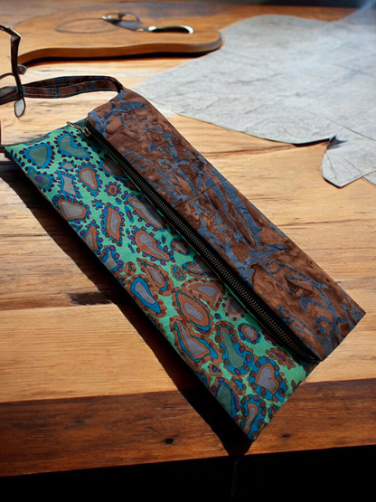 Two-Sided Fold-Over Clutch - Turquoise & Brown