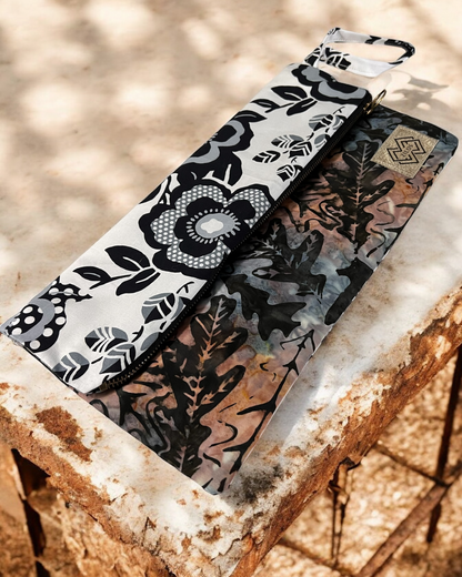 Black & Neural Two-Sided Clutch - Floral& Abstract