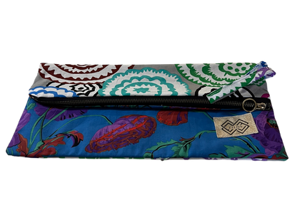 Two-Sided Floral Clutch - Blue & Multicololor