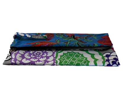 Two-Sided Floral Clutch - Blue & Multicololor