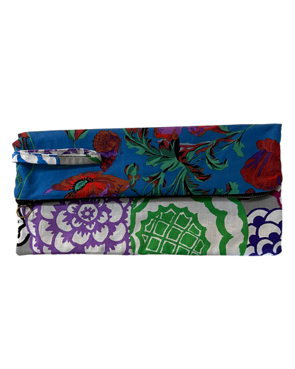 Two-Sided Floral Clutch - Blue & Multicololor
