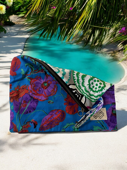 Two-Sided Floral Clutch - Blue & Multicololor