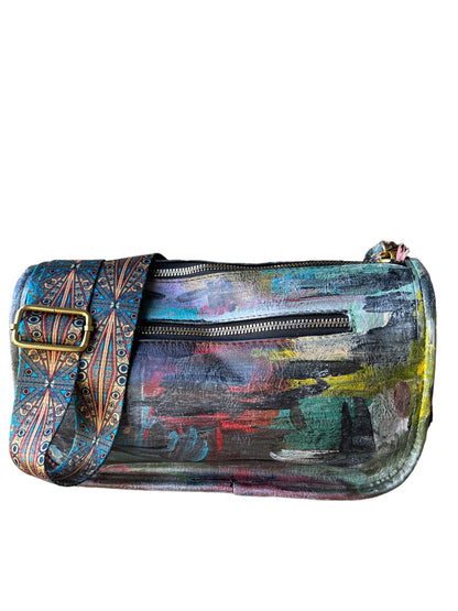 Hand-Painted Barrel Crossbody Bag *