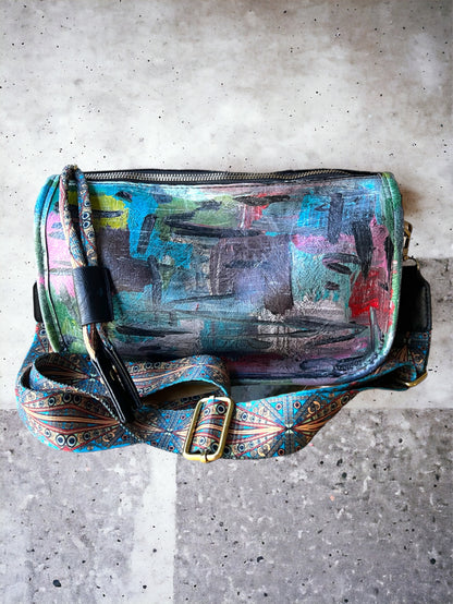 Hand-Painted Barrel Crossbody Bag *