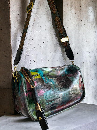 Hand-Painted Barrel Crossbody Bag *