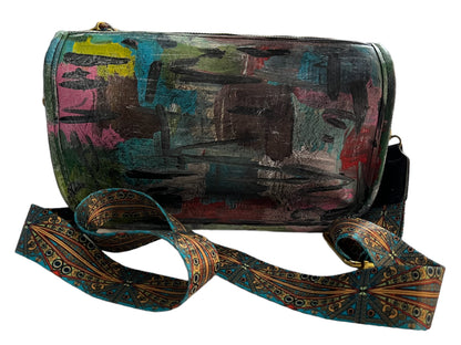 Hand-Painted Barrel Crossbody Bag *