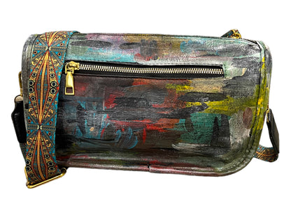 Hand-Painted Barrel Crossbody Bag *