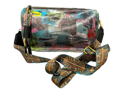 Hand-Painted Barrel Crossbody Bag *
