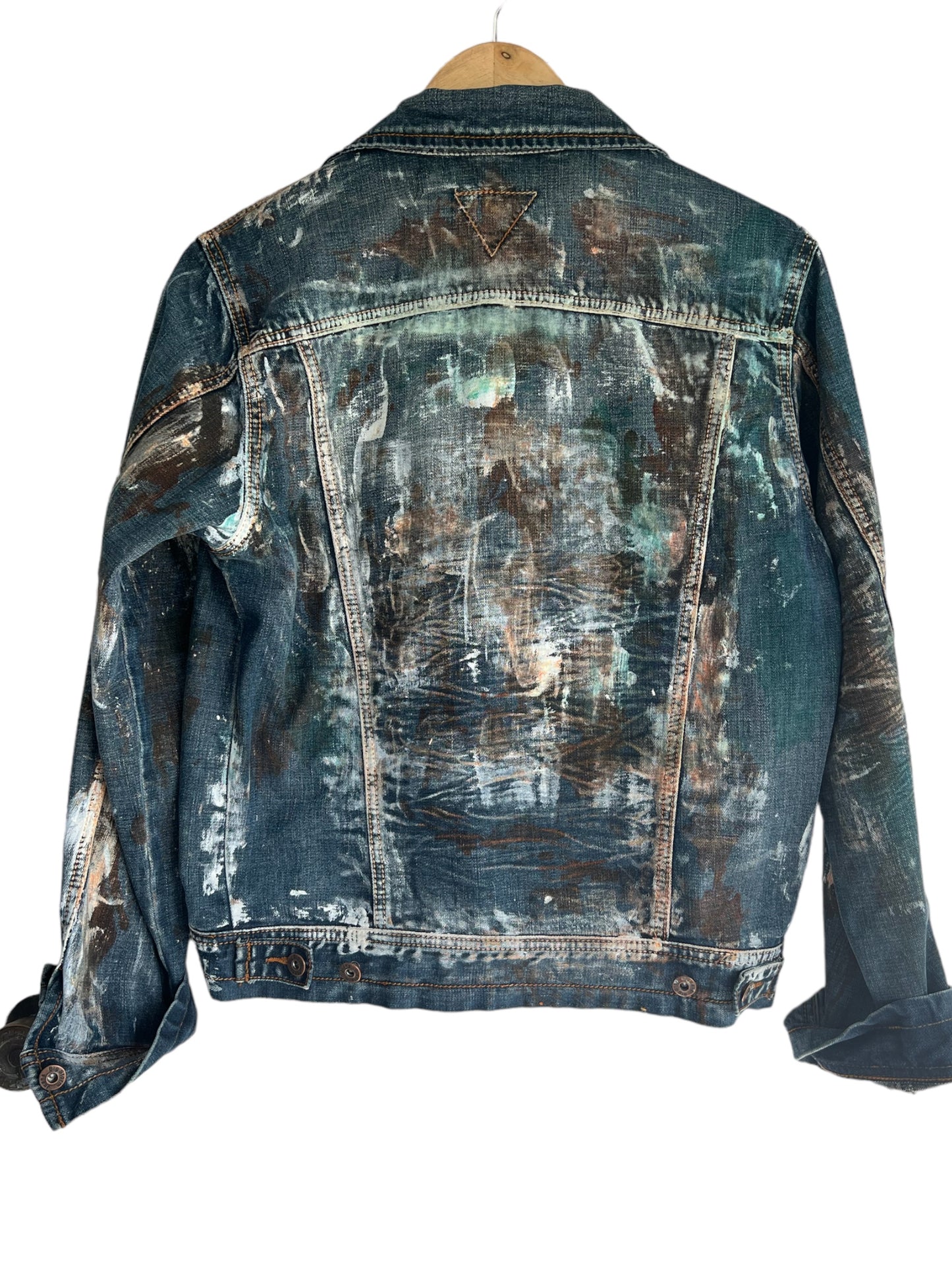 Abstract Elegance Hand-Painted Jean Jacket