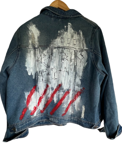 Hand-Painted Unisex Denim Jacket – Modern Streetwear Style *