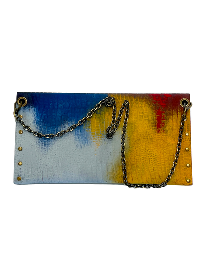 Hand-Painted Leather Envelope Clutch – Color Symphony *