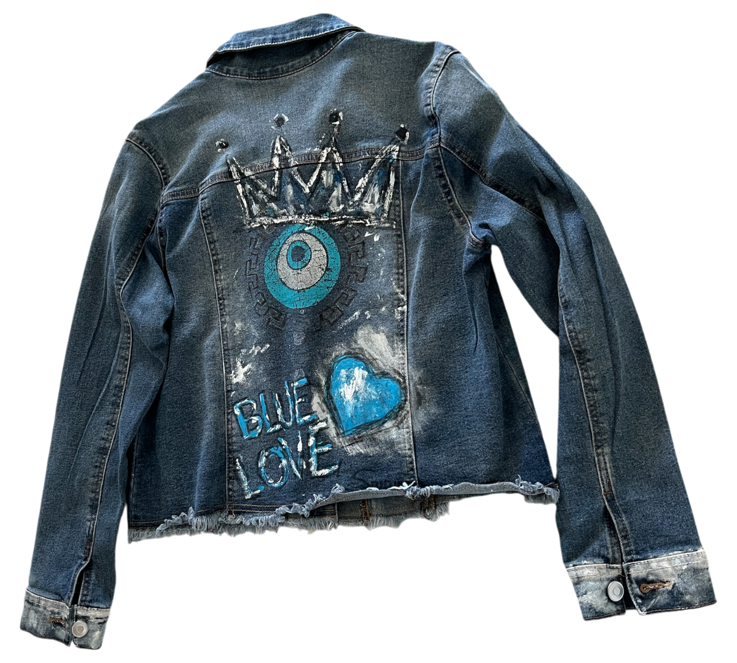 Artisan Hand-Painted Cropped Jean Jacket.