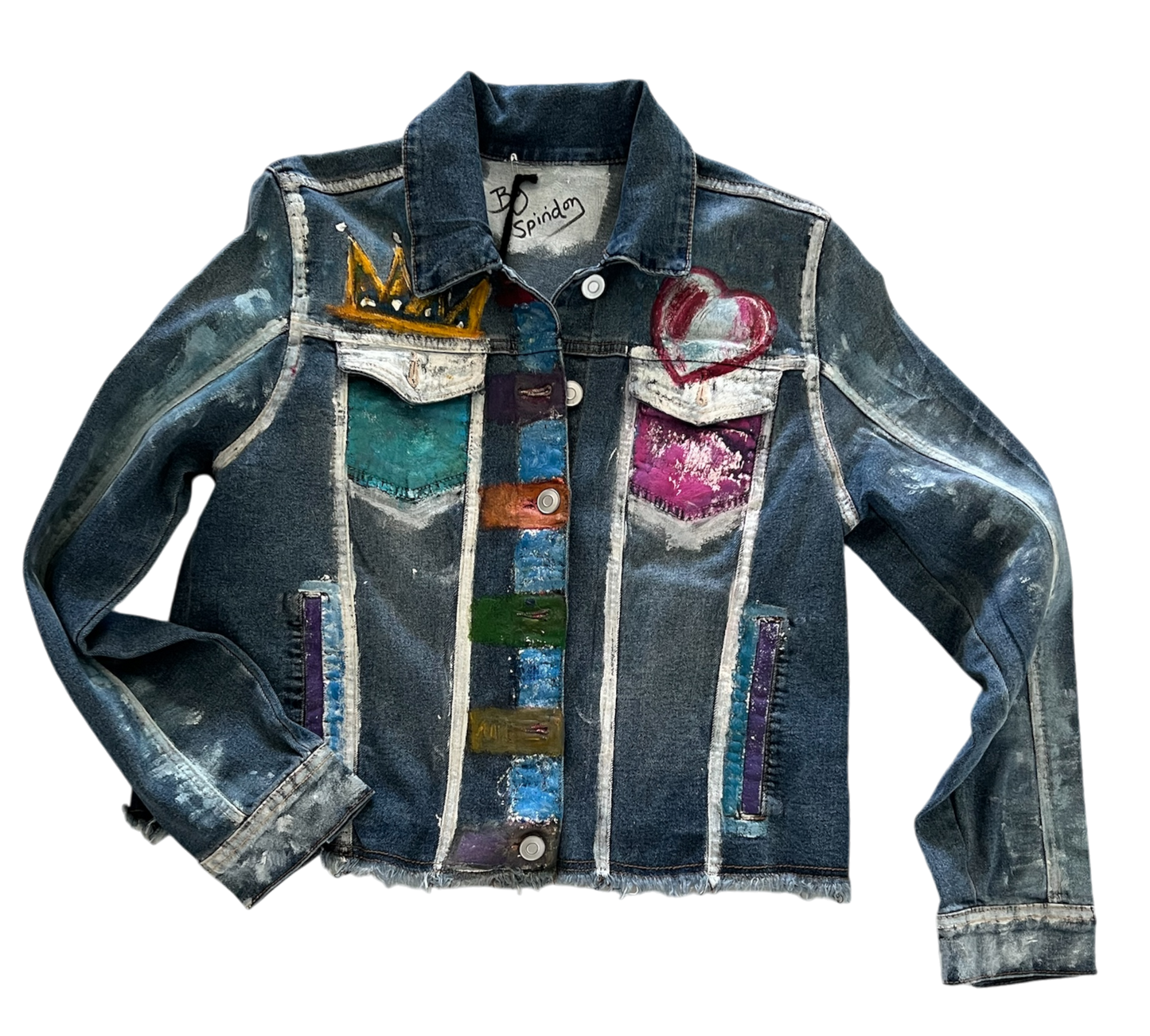 Artisan Hand-Painted Cropped Jean Jacket.