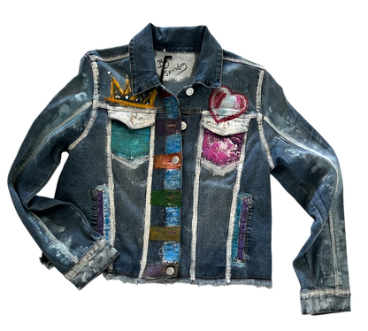 Hand-Painted Cropped Jean Jacket *