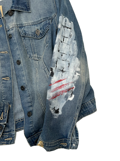 Hand-Painted Unisex Denim Jacket – Modern Streetwear Style *