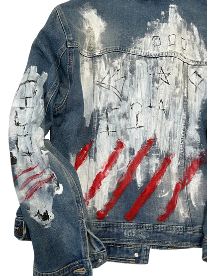 Hand-Painted Unisex Denim Jacket – Modern Streetwear Style *