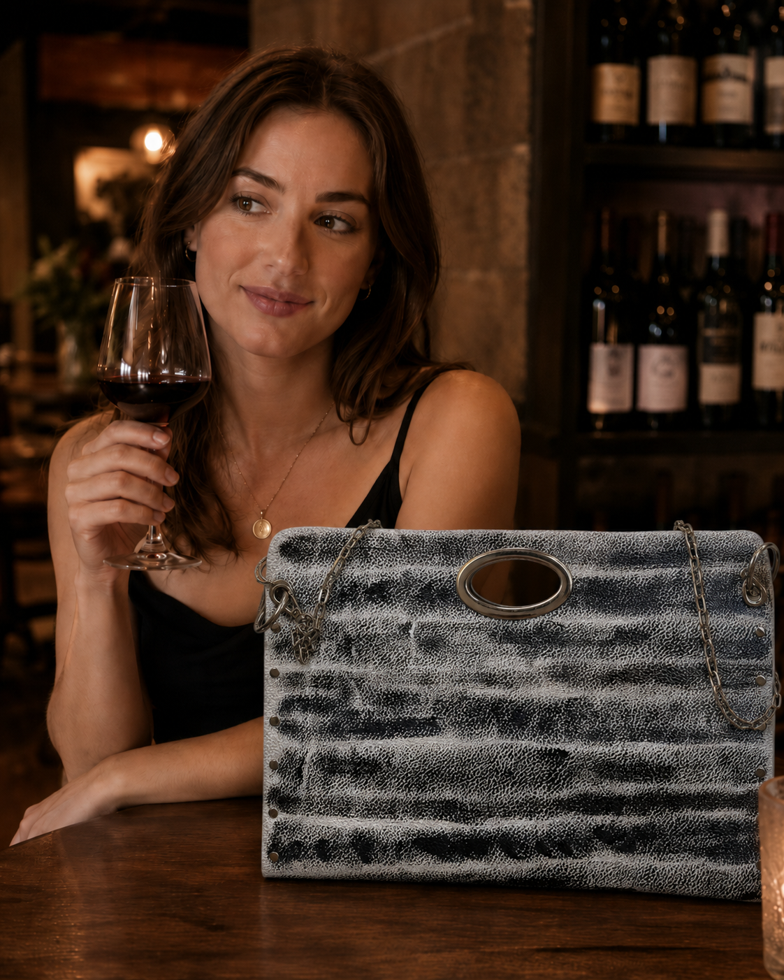 One-of-a-Kind Hand-Painted Abstract Leather Handbag