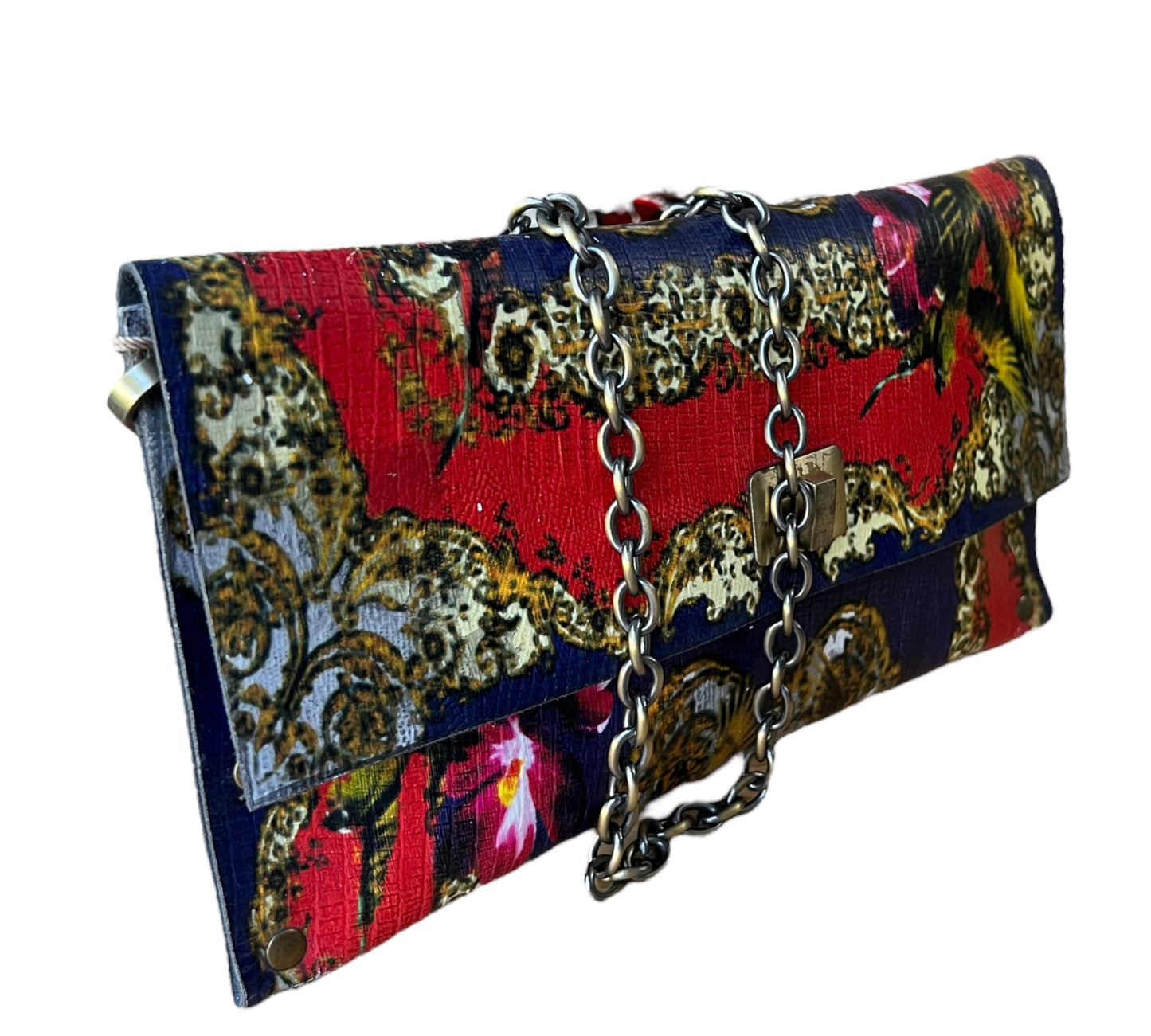 Red Blue Design Leather Purse