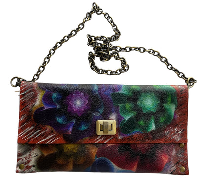 Crossbody Leather Abstract Painted Handbag