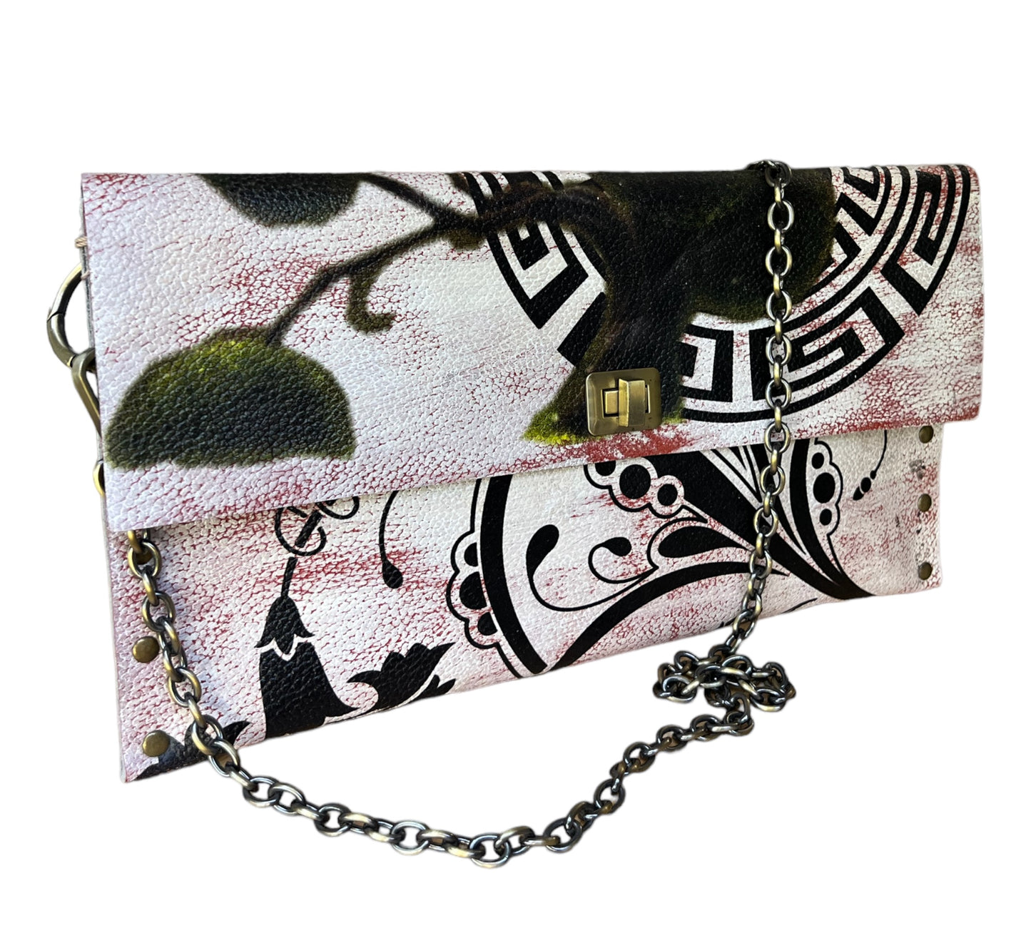 Greek Inspired Painted Clutch Bag