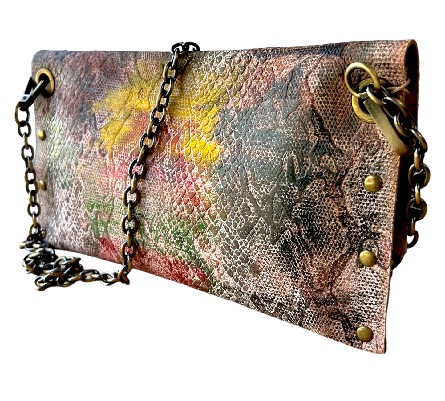 Multicolor Snakeskin Purse