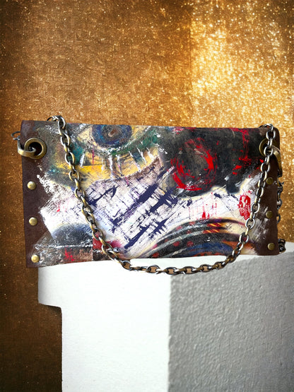 Brown Suede Embellished with Abstract Painting