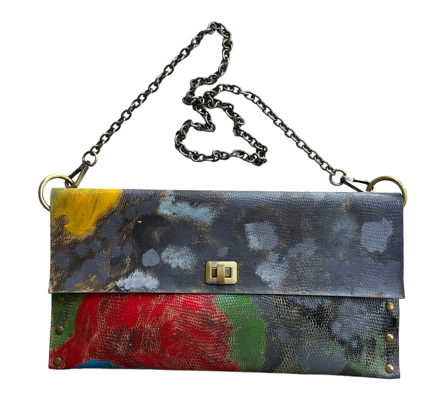 Leather Hand-Painted Abstract Crossbody