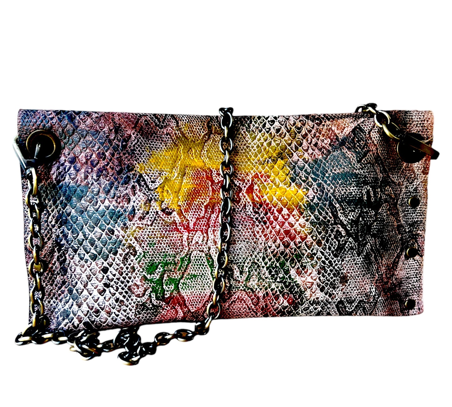 Multicolor Snakeskin Purse