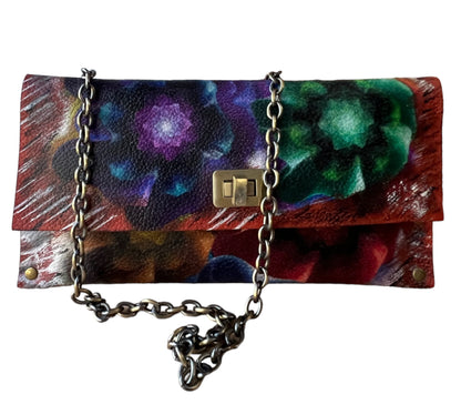 Crossbody Leather Abstract Painted Handbag