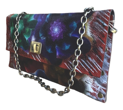 Crossbody Leather Abstract Painted Handbag