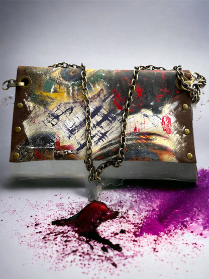 Brown Suede Embellished with Abstract Painting