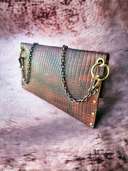 Brown Leather Crossbody Hand Painted Leather Bag