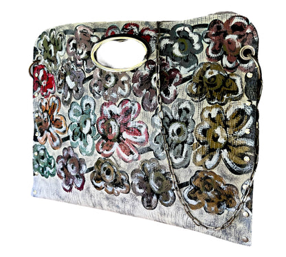 Hand-Painted Floral Leather Handbag *