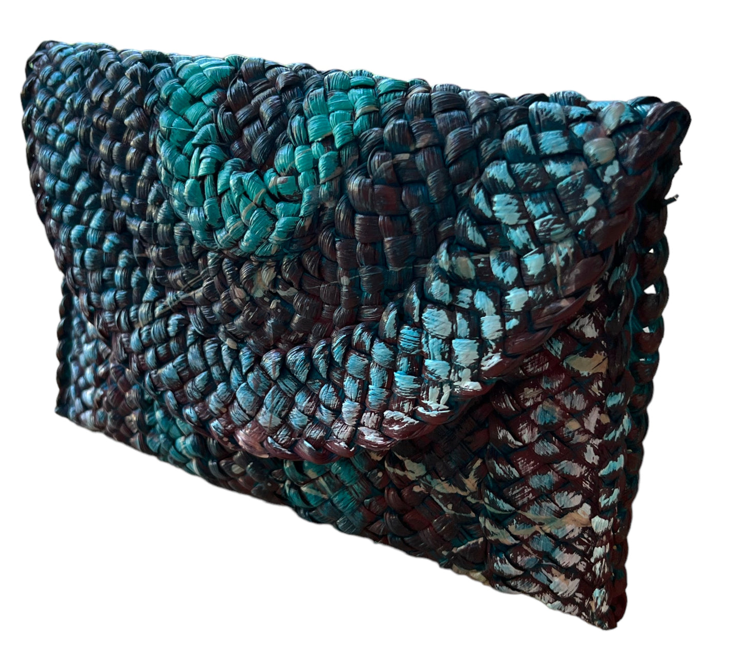 Turquoise Straw Clutch Envelope