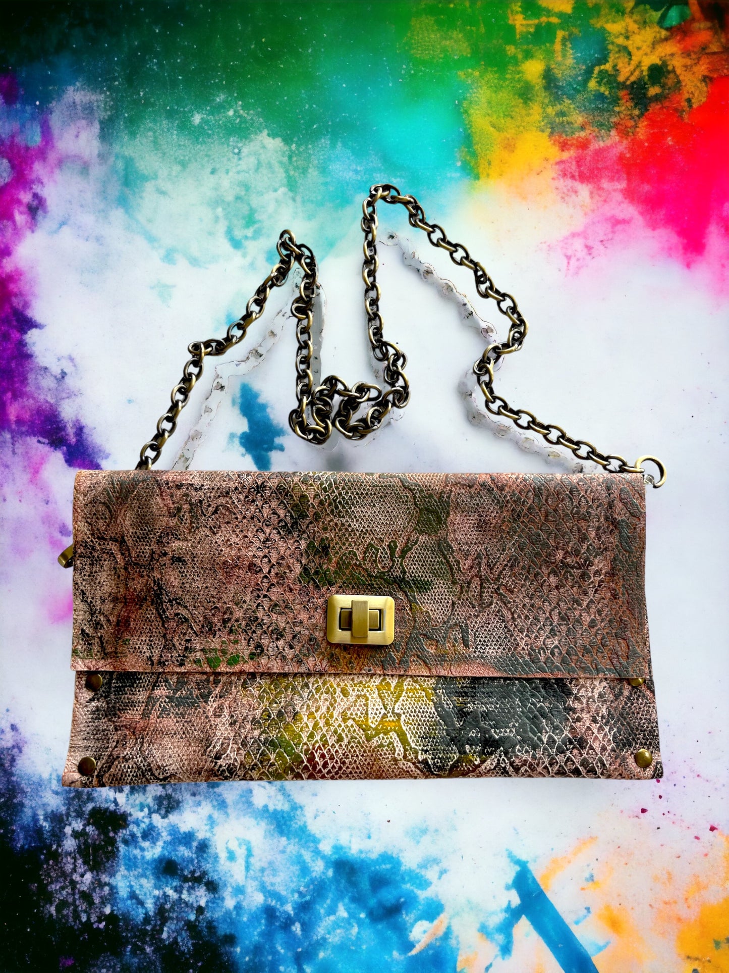 Multicolor Snakeskin Purse