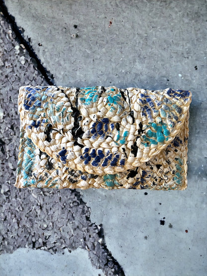 Straw Woven Clutch Hand-Painted