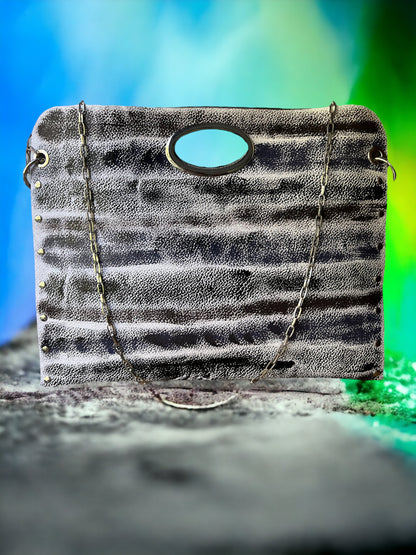 One-of-a-Kind Hand-Painted Abstract Leather Handbag