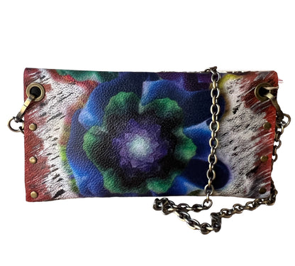 Crossbody Leather Abstract Painted Handbag