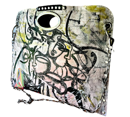Hand-Painted Two-Sided Leather Handbag *
