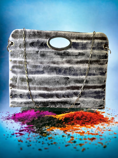 One-of-a-Kind Hand-Painted Abstract Leather Handbag