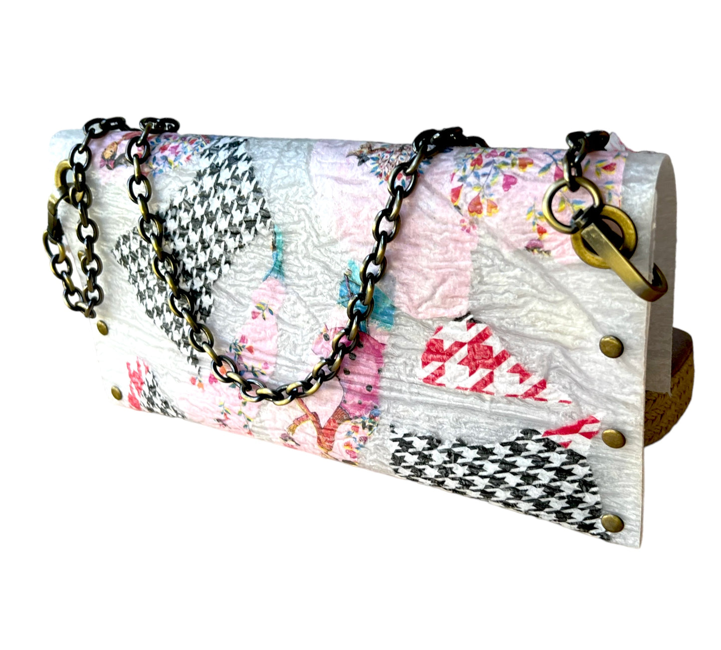 White Recycled Crossbody, Abstract Design