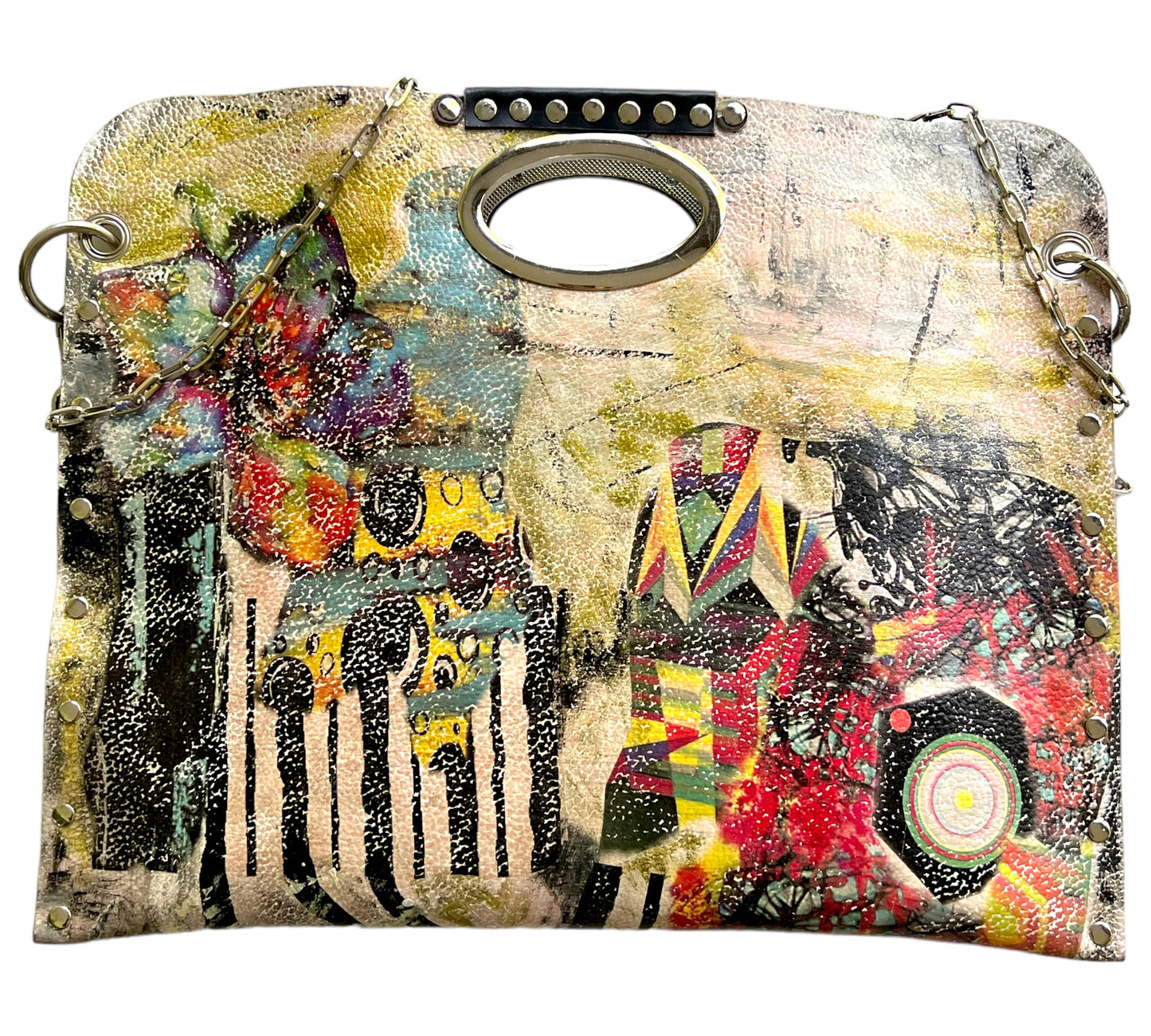 Hand-Painted Two-Sided Leather Handbag *