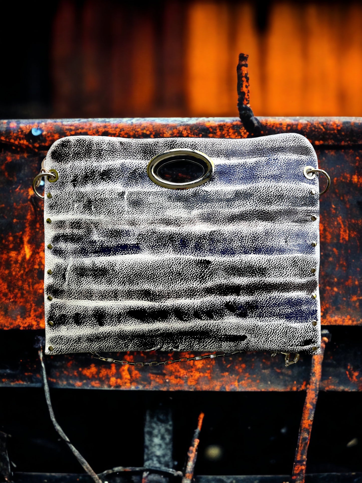 One-of-a-Kind Hand-Painted Abstract Leather Handbag