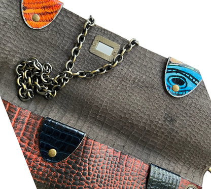 Brown Leather Crossbody Hand Painted Leather Bag