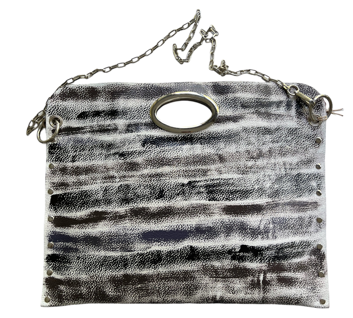 One-of-a-Kind Hand-Painted Abstract Leather Handbag