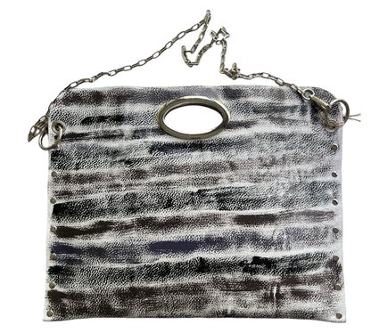 One-of-a-Kind Hand-Painted Abstract Leather Handbag