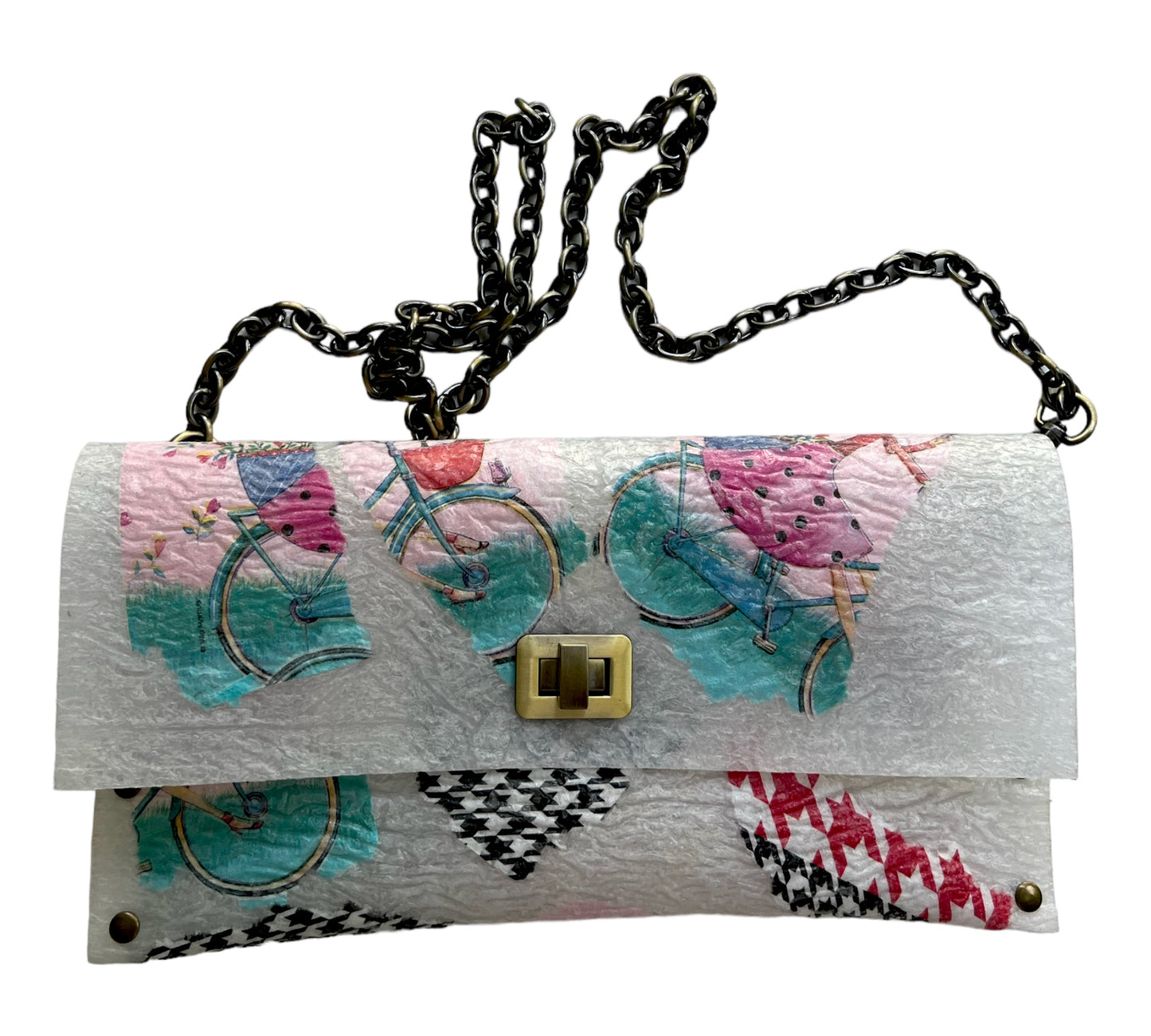 White Recycled Crossbody, Abstract Design