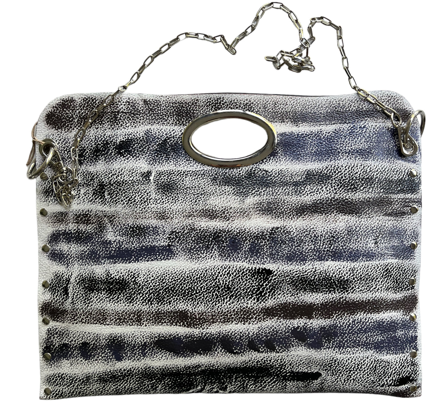 One-of-a-Kind Hand-Painted Abstract Leather Handbag